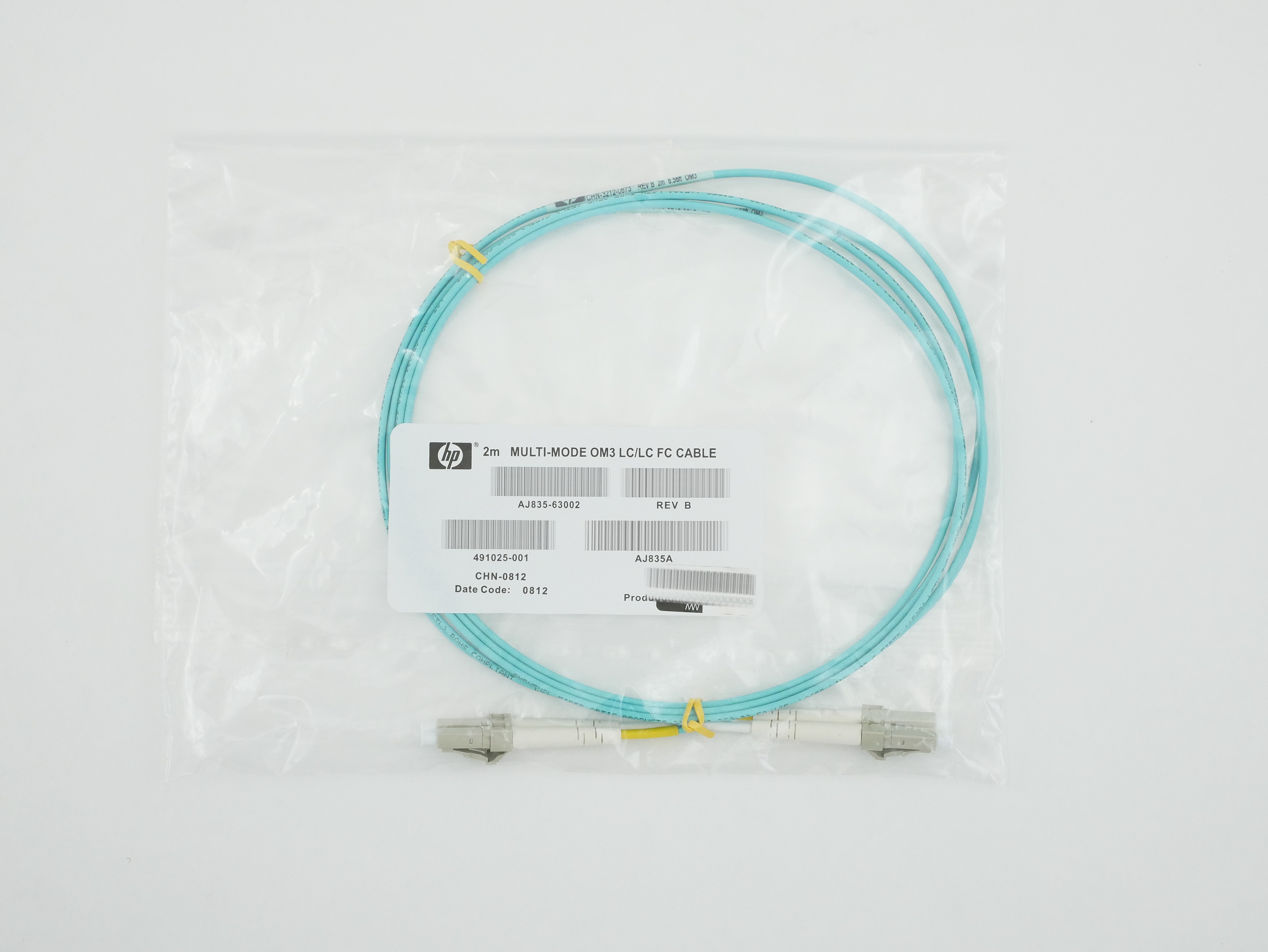 HP Multi-Mode OM3 LC/LC FC Fiber Optic Cable 2M 2meters 6ft AJ835A 491025-001
