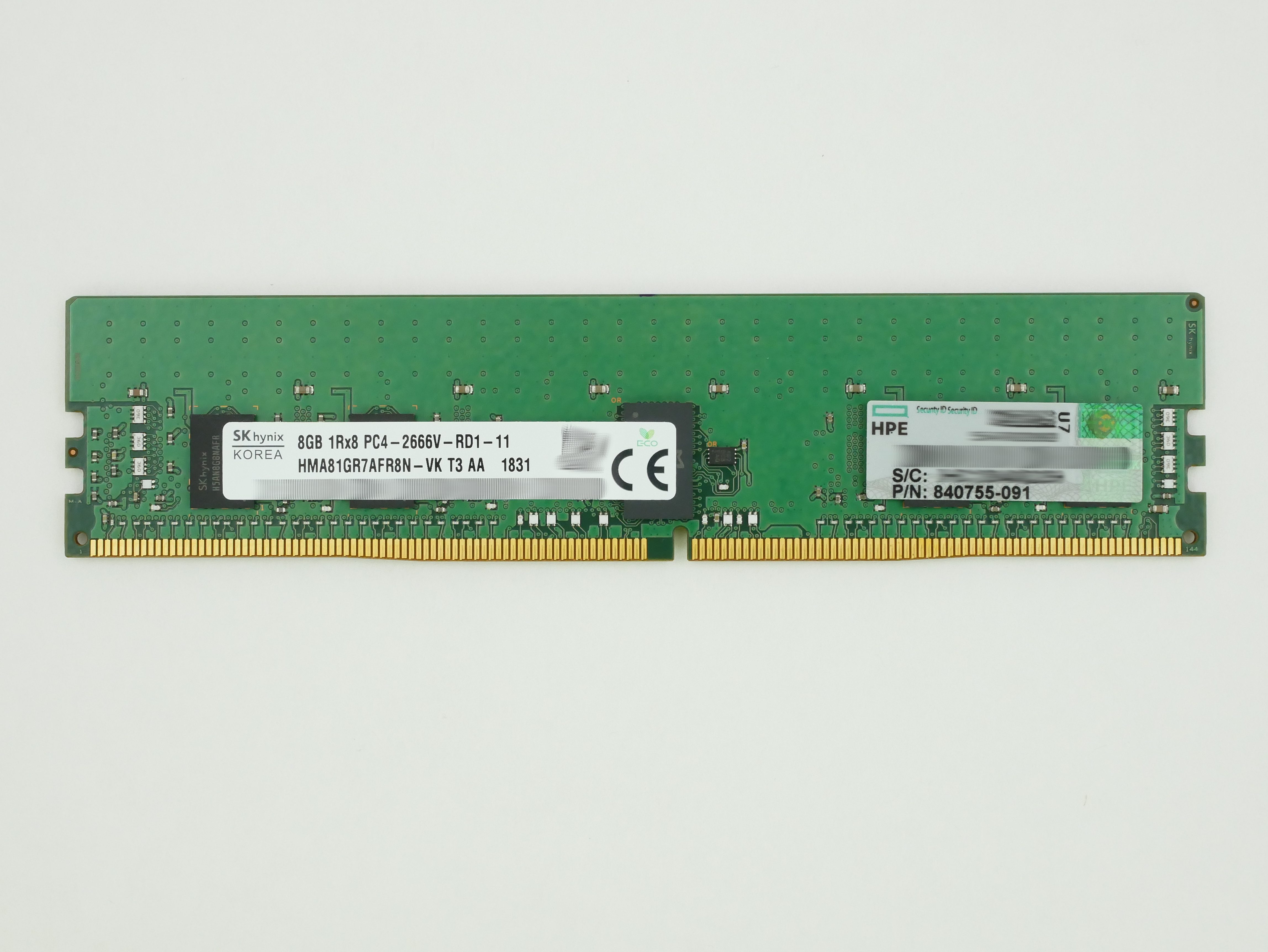 8GB HP Hynix PC4-2666V DDR4 ECC HMA81GR7AFR8N-VK 840755-091