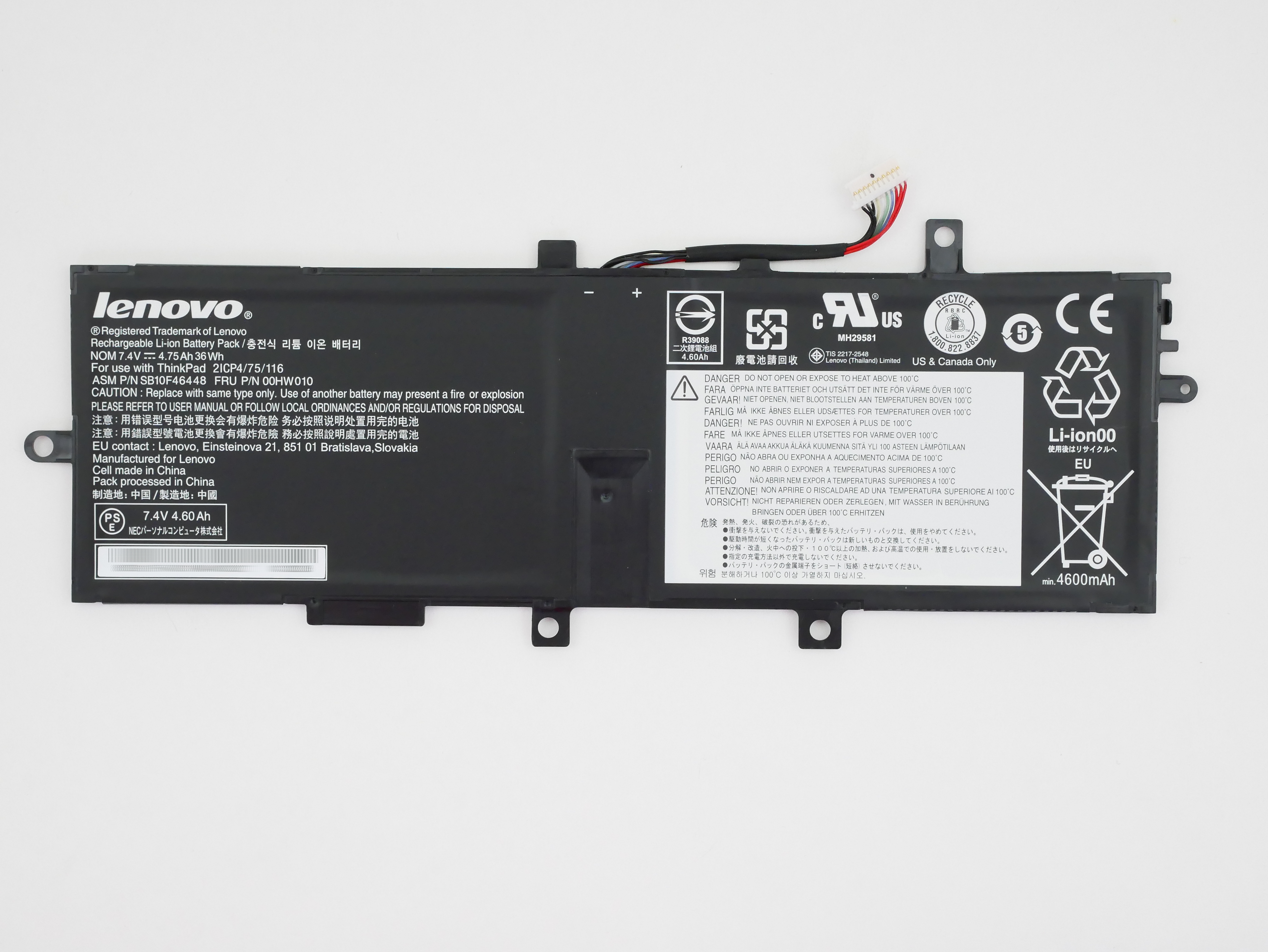 Lenovo Laptop battery for ThinkPad Helix 20CG 20CH SB10F46442 00HW004 00HW010