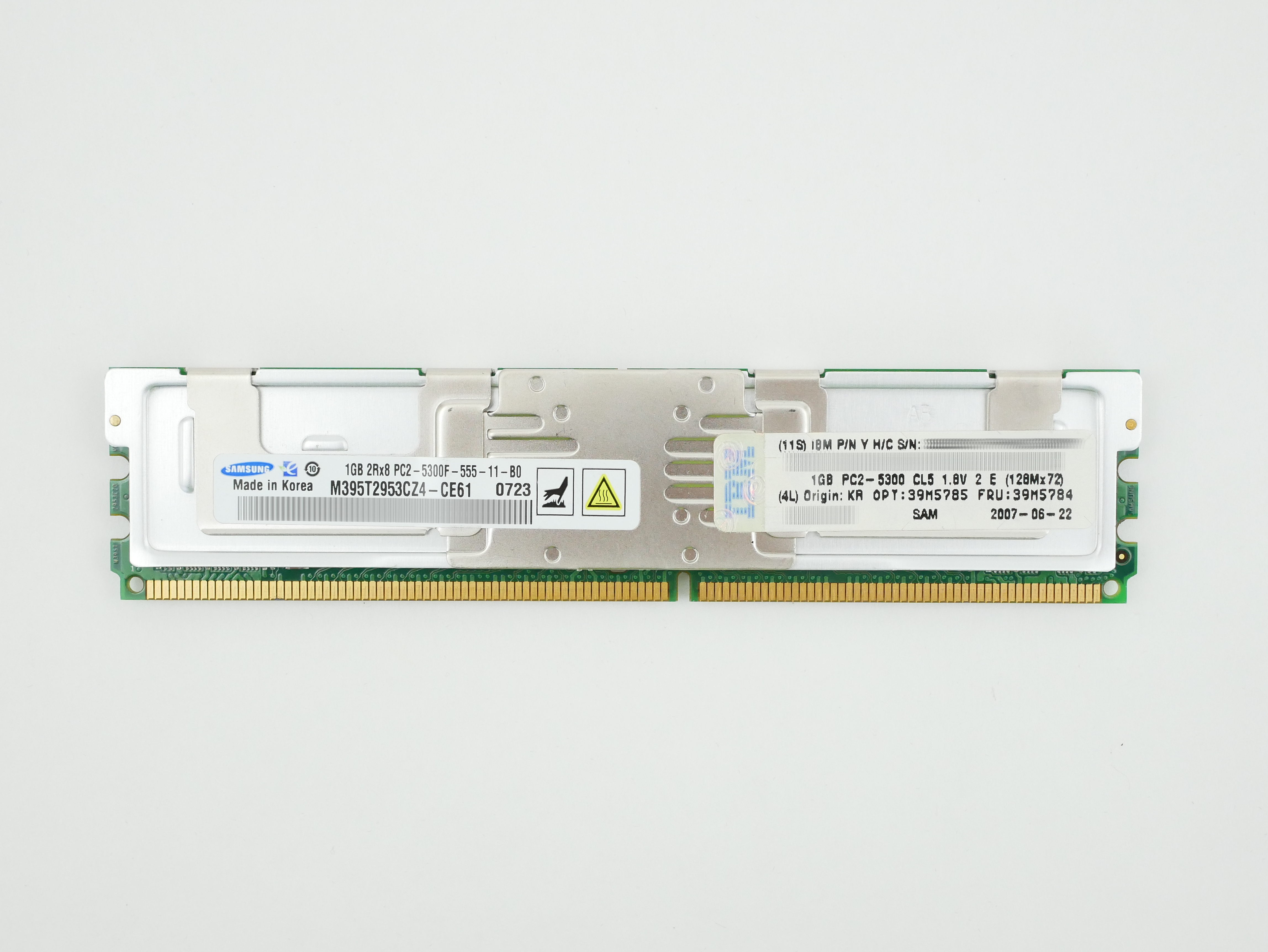 IBM Samsung 1GB PC2-5300F DDR2-667MHz M395T2953EZ4-CE66 39M5784