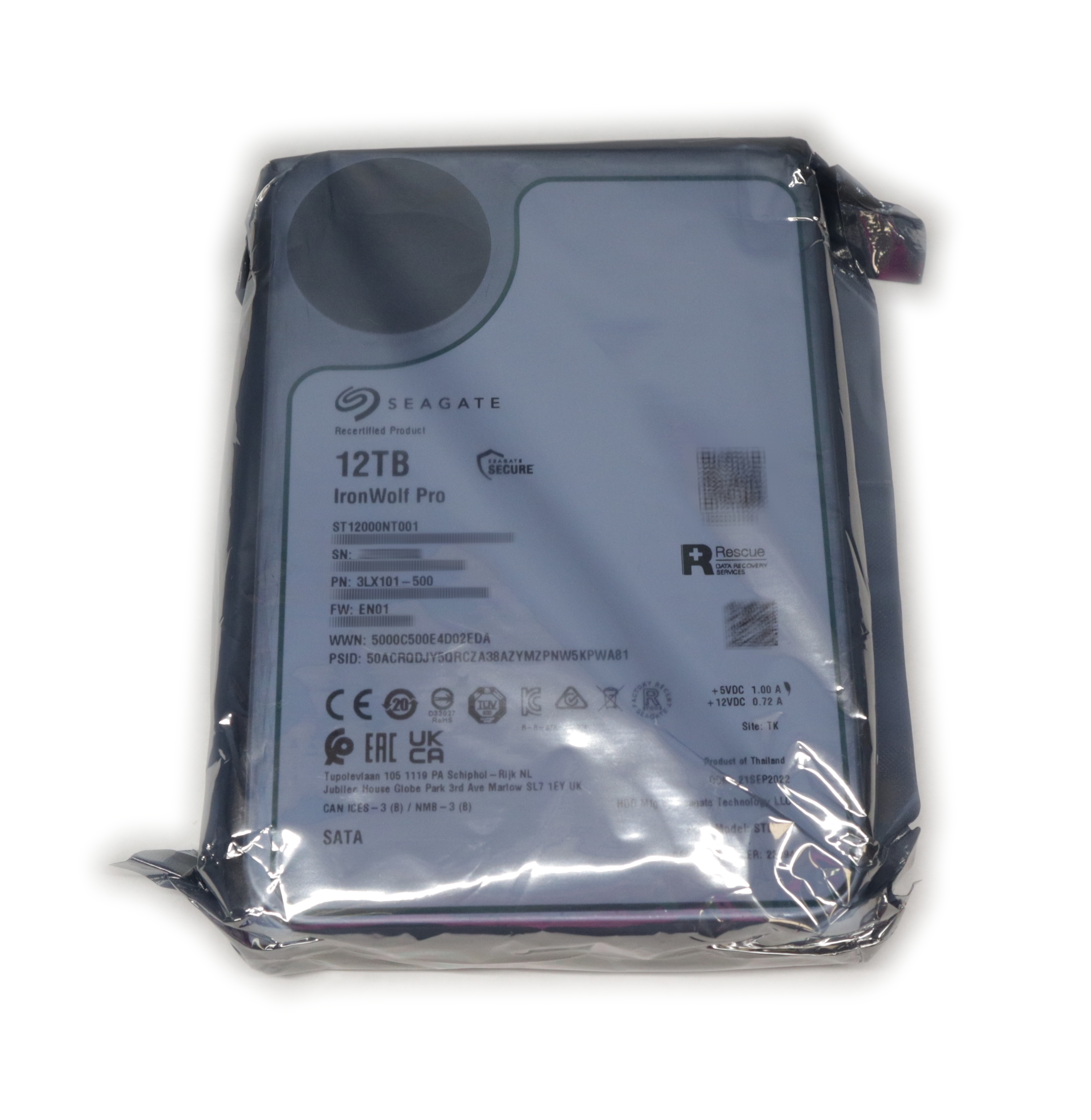 Seagate IronWolf Pro 12TB ST12000NT001 SATA 6Gb/s 7.2K RPM 256Mb 3.5" 3LX101-500