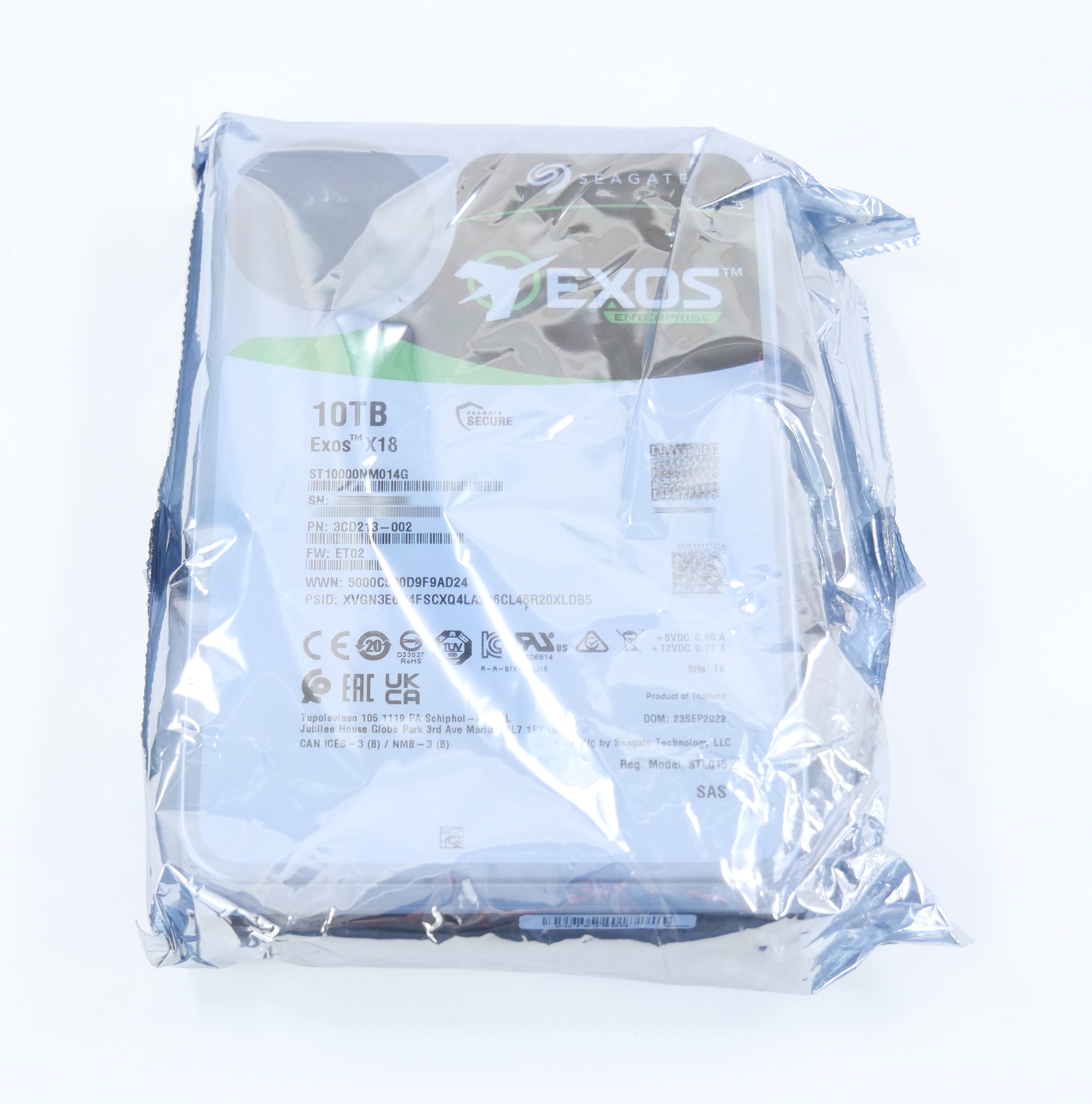 Seagate Exos X18 Enterprise 10TB ST10000NM014G 7.2K RPM SAS 3.5" 3CD213-002