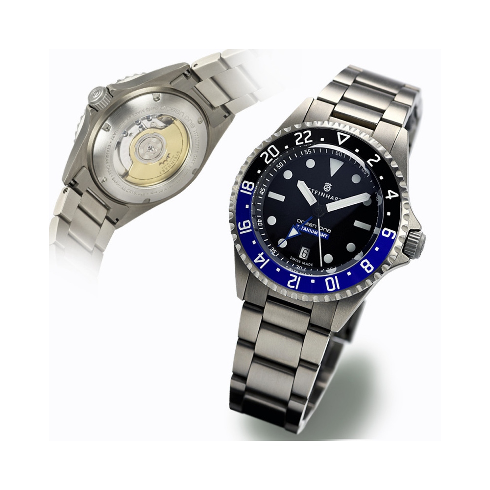 Steinhart Ocean One Titanium 500 GMT Ceramic Automatic Men Watch 103-0662 Batman