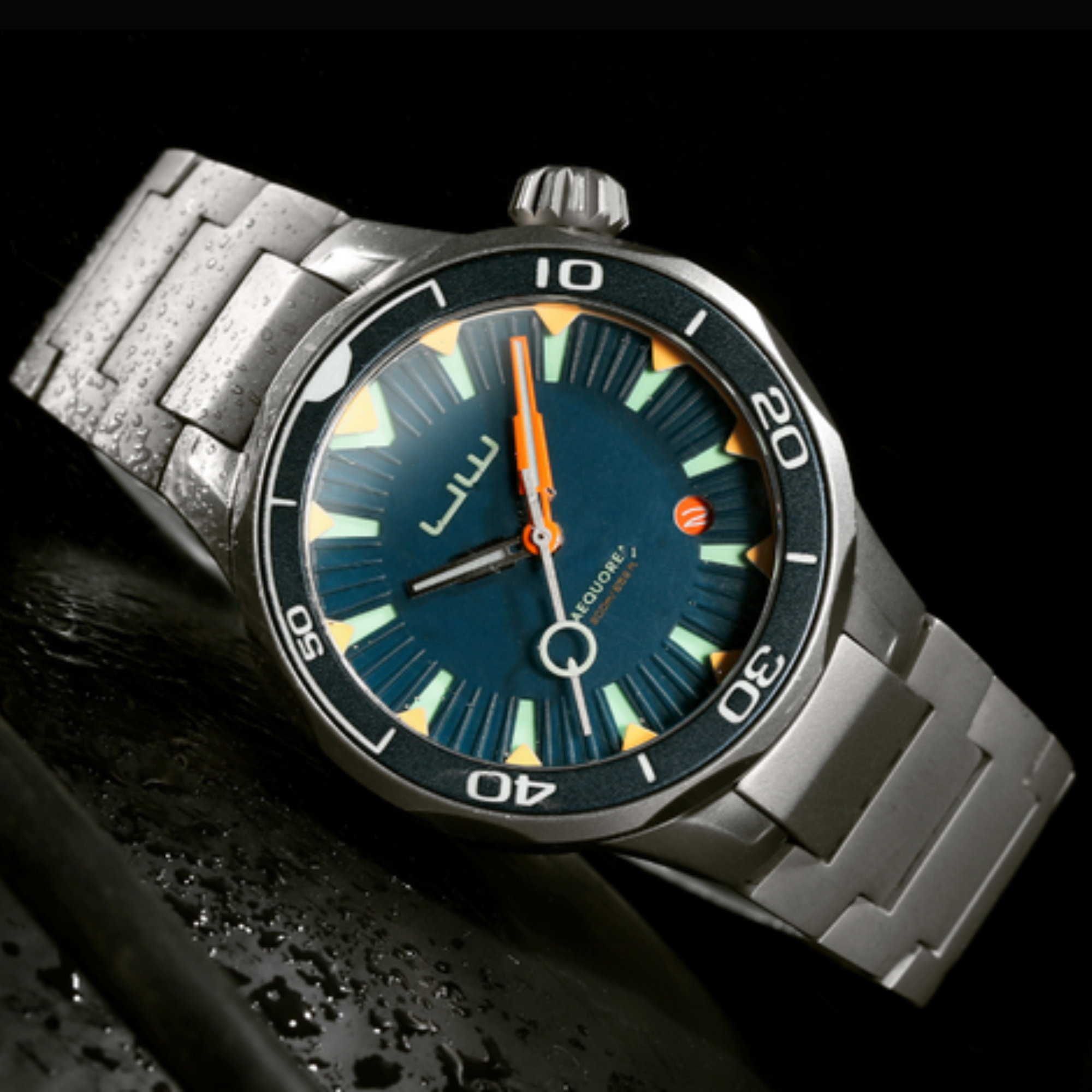 Aequorea UO02 Automatic Men's Diver Watch Blue Bezel / Blue Dial