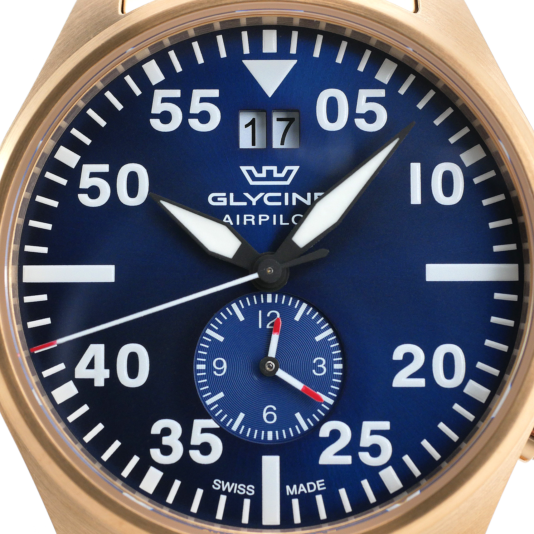Glycine Airpilot Dual Time Chronograph Swiss Men's Watch Blue Dial GL0368