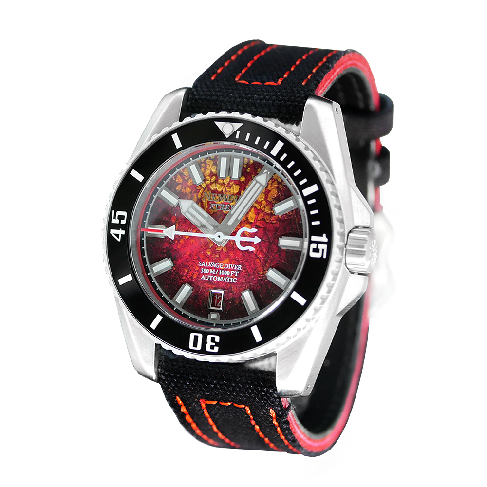 Neminus Xtreme Diver 300 Red Salvage Automatic Diver Watch 44mm