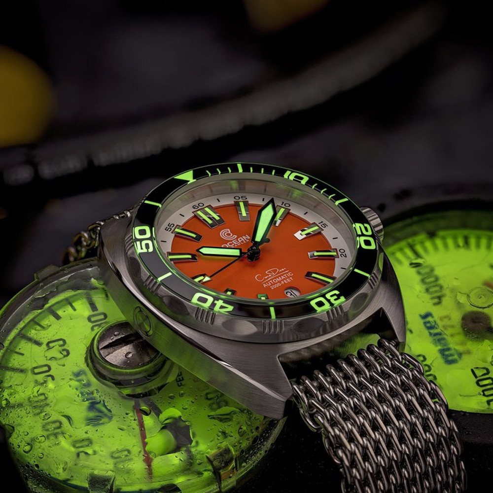 Ocean Crawler Core V3 Automatic Diver Men's Watch 44mm Black Bezel/Orange Dial