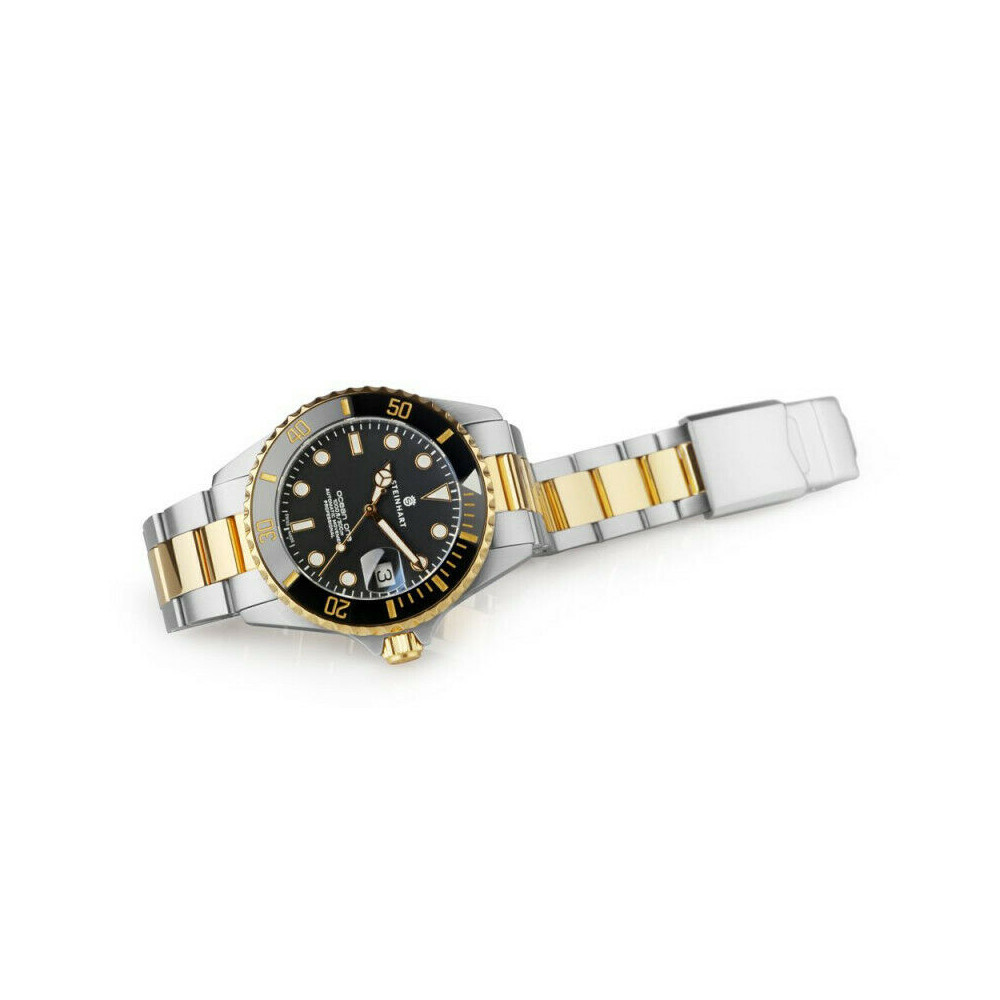Steinhart Ocean 39 two-tone Men's Diver Watch WR300m Bezel Black-Gold/Dial Black 103-1086