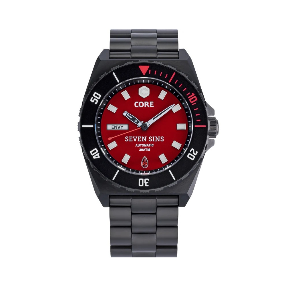 Core Seven Sins Red 42mm Automatic Diver Watch WR300